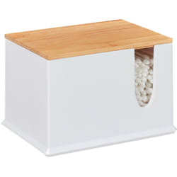 Relaxdays - Porta Cotton Fioc, in Acrilico, Piccolo Dispenser da Bagno per Dischetti di Cotone, Misura l, Bianco/naturale