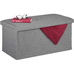 Relaxdays - Panca con Contenitore, Effetto Lino, Imbottita, Corridoio, Camera da Letto, hlp 38x76,5x38,5 cm, Grigio