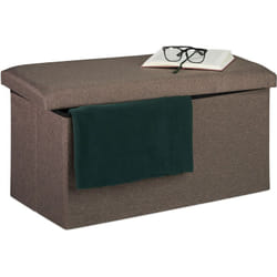 Relaxdays - Panca con Contenitore, Effetto Lino, Imbottita, Corridoio Camera da Letto, 38x76,5x38,5 cm, Grigio Scuro