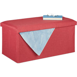 Relaxdays - Panca con Contenitore, Effetto Lino, Imbottita, Corridoio, Camera da Letto, hlp 38x76,5x38,5 cm, Rosso