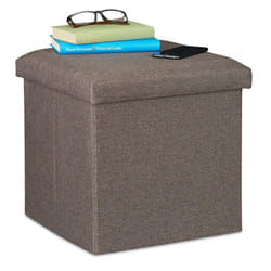 Sgabello con Contenitore, Pieghevole, Imbottitura Morbida, Quadrato, Stoffa, hlp: 37x37,5x37,5 cm, Vari Colori - Relaxdays