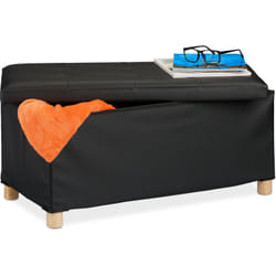 Panca con Contenitore, in Similpelle, Imbottita, Corridoio, Camera da Letto, HxLxP: 35 x 76 x 37 cm, Nera - Relaxdays