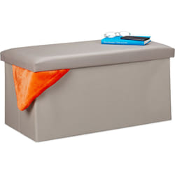 Relaxdays - Panca con Contenitore, in Similpelle, Pieghevole, Imbottito, per Corridoio, HxLxP: 37,5x76,5x38,5 cm, Grigio