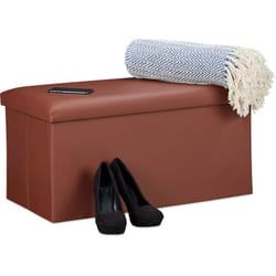 Relaxdays - Panca con Contenitore, in Similpelle, Pieghevole, Imbottito, per Corridoio, HxLxP: 37,5x76,5x38,5 cm, Marrone