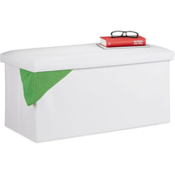 Relaxdays Panca con Contenitore, in Similpelle, Pieghevole, Imbottito, per Corridoio, HxLxP: 37,5x76,5x38,5 cm, Bianco