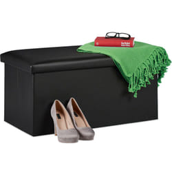 Relaxdays - Panca con Contenitore, in Similpelle, Pieghevole, Imbottito, per Corridoio, HxLxP: 37,5x76,5x38,5 cm, Nero