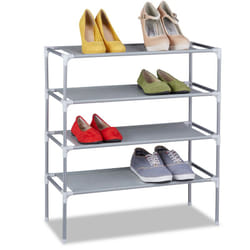 Scarpiera di Stoffa con Sistema ad Incastro, a 4 Livelli, per 12 Paia di Scarpe, hlp: 68 x 62 x 28 cm, Grigio - Relaxdays