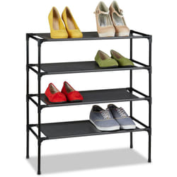 Scarpiera di Stoffa con Sistema ad Incastro, a 4 Livelli, per 12 Paia di Scarpe, hlp: 68 x 62 x 28 cm, Nero - Relaxdays