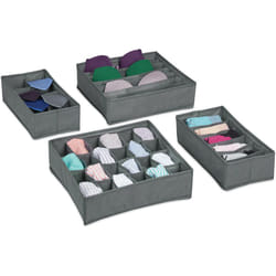 Organizer per Cassetti, Set di Scatole Porta Cravatte Biancheria Intima, Box Calzini, Reggiseni, Grigio Chiaro - Relaxdays