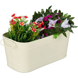 Relaxdays - Fioriera, per Giardino, Balcone e Casa, Vaso per Piante, Design-Vintage, Metallo, HxLxP 16x38x19 cm, Crema