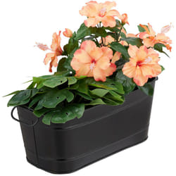 Relaxdays - Fioriera, per Giardino, Balcone e Casa, Vaso per Piante, Design-Vintage, Metallo, HxLxP 16x38x19 cm, Nero
