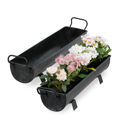 Relaxdays Vasi per Piante a Forma di Grondaia, Fioriere da Giardino o da Interno, Set da 2, Effetto Zincato, Grigio
