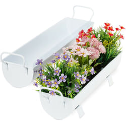 Relaxdays - Vasi per Piante a Forma di Grondaia, Fioriere da Giardino o da Interno, Set da 2, Effetto Zincato, Bianco