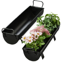 Relaxdays - Vasi per Piante a Forma di Grondaia, Fioriere da Giardino o da Interno, Set da 2, Effetto Zincato, Nero