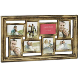 Relaxdays - Cornice Portafoto Multipla, 8 Foto, 10x15, Formato verticale & orizzontale, Stile Antico, 39,5x68 cm, Dorato