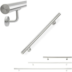 Relaxdays - Corrimano, Acciaio Inox 304, Passamano per Ambienti Interni e Esterni, 100 cm, ø 42 mm, con Supporto, Argento