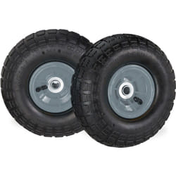 2x Ruote per Carrello 4.1/3.5-4, Gomme di Scorta Carriola, Asse 16 mm, fino 136 kg, 260 x 85 mm, nero-grigio - Relaxdays