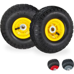 2x Ruote per Carrello 4.1/3.5-4, Gomme di Scorta Carriola, Asse 16 mm, fino 136 kg, 260 x 85 mm, nero-giallo - Relaxdays
