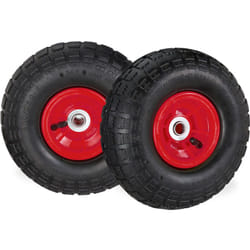 2x Ruote per Carrello 4.1/3.5-4, Gomme di Scorta Carriola, Asse 16 mm, fino 136 kg, 260 x 85 mm, nero-rosso - Relaxdays