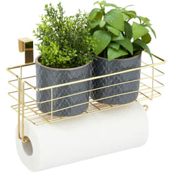 Relaxdays Portaspezie da Appendere, Mensola con Portasciugamani, Cucina & Bagno, Portascottex, HLP: 18x31x17cm, Dorato