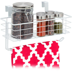 Relaxdays - Portaspezie da Appendere, Mensola con Portasciugamani, Cucina & Bagno, Portascottex, hlp: 18x31x17cm, Bianco