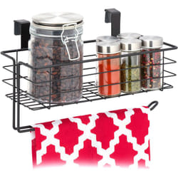 Relaxdays - Portaspezie da Appendere, Mensola con Portasciugamani, Cucina & Bagno, Portascottex, hlp: 18x31x17cm, Nero