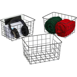 Relaxdays Cestini in Metallo Portaoggetti, Set 3 Ceste Rettangolari, Contenitori, 15,5 x 28 x 20 cm, Decorativo, nero