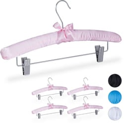 Relaxdays - Set da 5 Grucce con Rivestimento in Raso, Design Vintage, Clip Scorrevoli, Gancio Girevole, Larghe 38 cm, Rosa