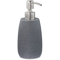 Relaxdays - Dispenser di Sapone, 300ml, Portasapone Ricaricabile Manuale, Accessorio Home Bagno & Cucina, Rotondo, Grigio
