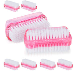 Relaxdays Spazzola per Unghie, Set da 8 Spazzoline a Doppia Faccia, Setole Dure, Plastica, 3,5x8,5x5cm, rosa