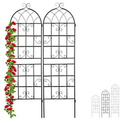 Griglia per Rampicanti, Set da 2 Pannelli da Piantare per Piante, 180 x 50 cm, Traliccio Giardinaggio, Nero - Relaxdays