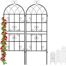 Griglia per Rampicanti, Set da 2 Pannelli da Piantare per Piante, 150 x 50 cm, Traliccio Giardinaggio, Nero - Relaxdays