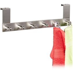 Relaxdays - Appendiabiti da Porta, Gancetti Sopraporta in Acciaio, 6 Ganci, Ante Spessore da 1,8cm,da Appendere, Argento