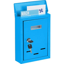 Relaxdays - Cassetta della Posta con Targhetta, Metallo, 2 Chiavi, Casella Postale, Buca Lettere 26,5x19x6,5 cm, Blu