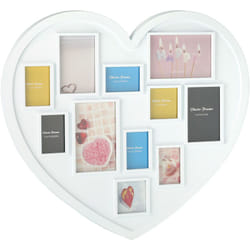 Relaxdays - Cornice Multifoto a Cuore per 11 Foto, Decorazione da Parete, Simpatica Idea Regalo per Matrimonio, Bianco