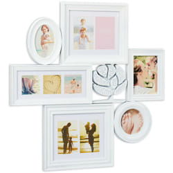 Relaxdays - Cornice Portafoto Multiplo da 10 foto, 6 Cornici di Differenti Misure, 70,5x70,5x3,5, Disponibile in Bianco