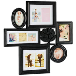 Relaxdays Cornice Portafoto Multiplo da 10 foto, 6 Cornici di Differenti Misure, 70,5x70,5x3,5, Disponibile in Nero