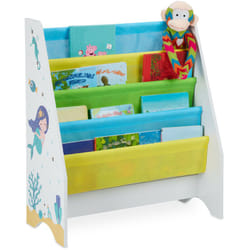 Scaffale Libreria Bambini, 4 Scomparti,Immagini di una Sirena, Bimbi, Dimensioni hlp: 71x62x29 cm, Colorato - Relaxdays
