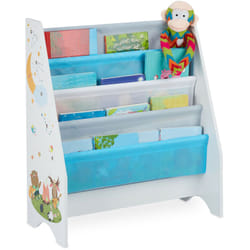 Scaffale Libreria Bambini, 4 Scomparti,Immagini di un Falò, per Bimbi, Dimensioni hlp: 71x62x29 cm, Colorato - Relaxdays