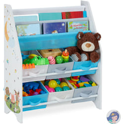 Relaxdays - Porta Giochi Bambini, Motivi Animali, 6 Box 2 Scomparti, Scaffale Libreria, hlp 74 x 62 x 31,5 cm, Colorato