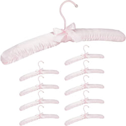 Relaxdays - Grucce Appendiabiti in Raso in Set da 10, Imbottite, Gancio Girevole a 360°, Fiocco Decorativo, 38 cm, Rosa