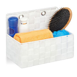 Cestino Portaoggetti, da Appendere, Organizer per Bagno, Corridoio, Camera da Letto, hlp: 20x25x15 cm, Bianco - Relaxdays