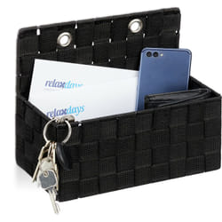 Cestino Portaoggetti, da Appendere, Organizer per Bagno, Corridoio, Camera da Letto, hlp: 20x25x15 cm, Nero - Relaxdays