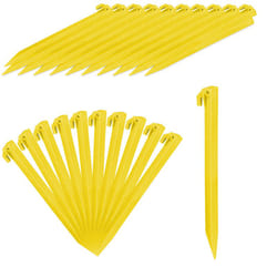 Relaxdays - Picchetti, Set 32 Punteruoli, per Terreni Sabbiosi e Soffici, Chiodi 31 cm ca. di Lunghezza, Plastica, giallo