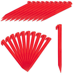 Relaxdays - Picchetti, Set 32 Punteruoli, per Terreni Sabbiosi e Soffici, Chiodi 31 cm ca. di Lunghezza, Plastica, rosso