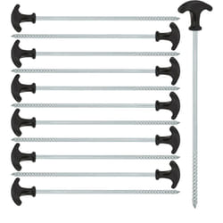 Pioli per Tende, Set da 12, Picchetti a Vite, Acciaio, Terreni Duri, Ancoraggio Padiglioni, 31 cm, Nero - Relaxdays