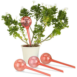 Relaxdays Set 4 Sfere per Irrigazione, Dosatori d’Acqua per Piante da Vaso, Durata 2 Settimane, in Plastica, rosso