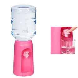 Relaxdays - Distributore d'Acqua con Tanica & Rubinetto, Erogatore da Ufficio, 4,5 l, Plastica, HxD 47,5x17 cm, Rosa