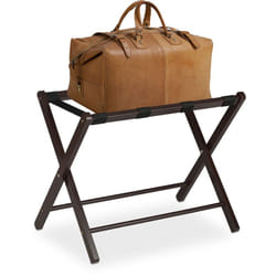 Portavaligie Pieghevole, Legno, hlp 54,5 x 66 x 44 cm, Borsoni, Bagagli, Hotel, Camera, Reggivaligie, Marrone - Relaxdays
