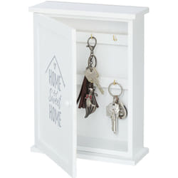 Relaxdays - Cassetta Portachiavi da Muro, in Legno, Design Home Sweet Home, Rustico, Appendichiavi, 29 x 22 x 8 cm, bianco